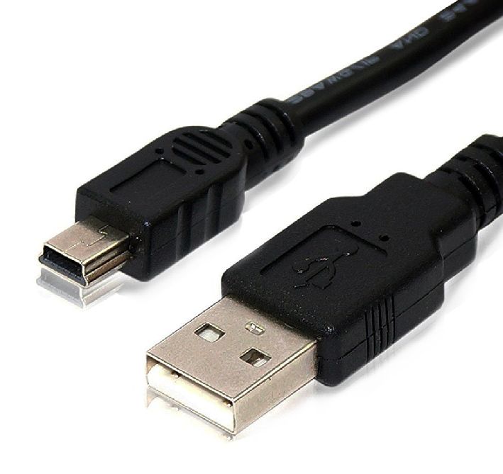 USB-A male naar USB-Mini male kabel verguld met filter zwart 02
